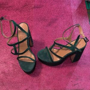 Jessica Simpson Dark Green Strappy Heels